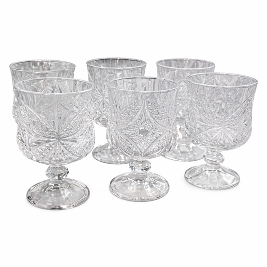 Set de 6 Copas de Cristal Tallado – Estilo Vintage