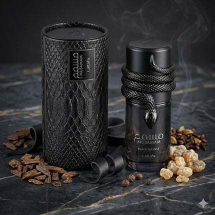 Musamam Black Intense de Lattafa Eau de Parfum 100 ml – Intensidade elegante, amadeirada e viciante