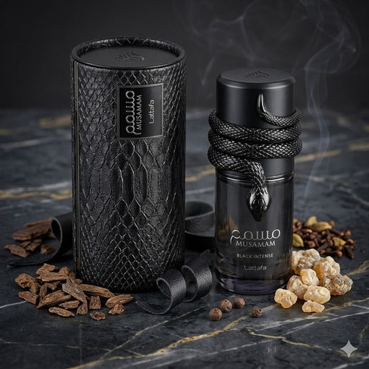 Musamam Black Intense de Lattafa Eau de Parfum 100 ml – Intensidade elegante, amadeirada e viciante