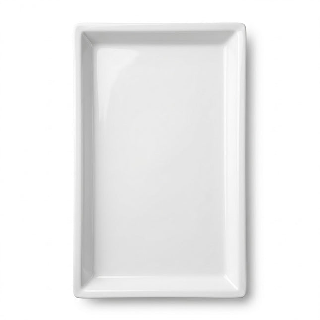 Tabuleiro/Prato Retangular Branco 60,5 × 38 cm – Tamanho XL para Apresentação, Ideal para Servir e Confecionar Refeições em Eventos