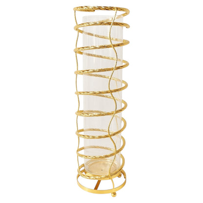 Torre de vidro vertical decorativa com suporte dourado (média)