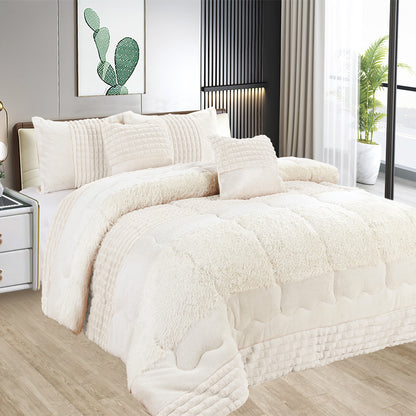 Edredón Acolchado con Borreguito – COLOR BEIGE- Elegancia y Confort Absoluto