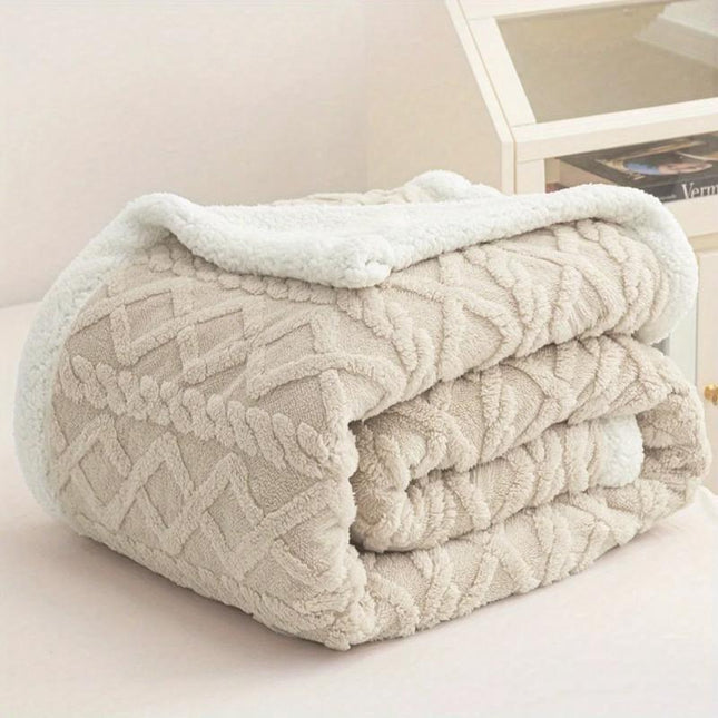 Manta de lã Sherpa 210x230 cm – Manta dupla face em flanela e sherpa, 100% poliéster, super macia e muito quente para o inverno.