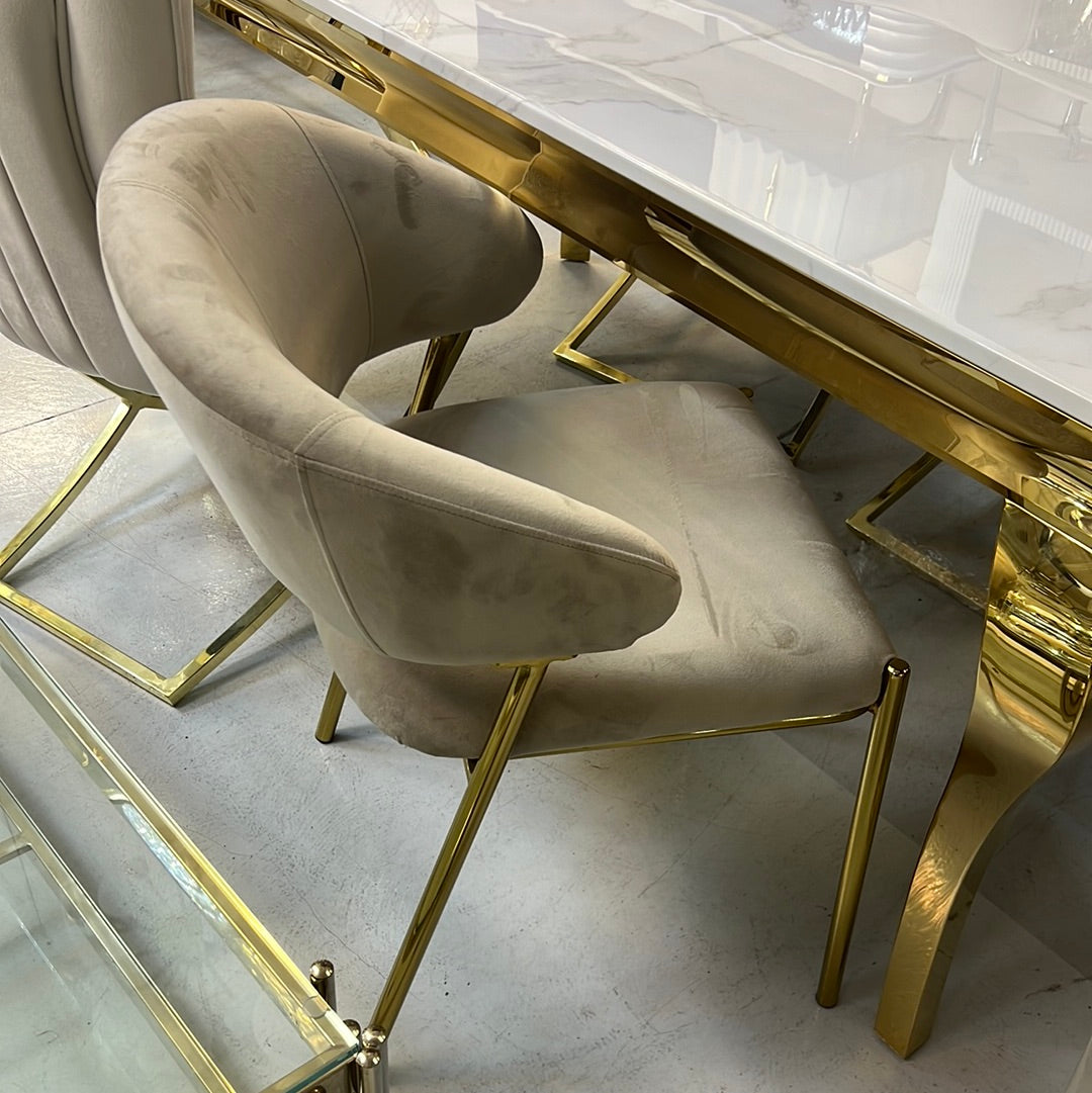 DR-1352C BEIGE CHAIR WITH GOLD LEGS UF910-01/GOLF