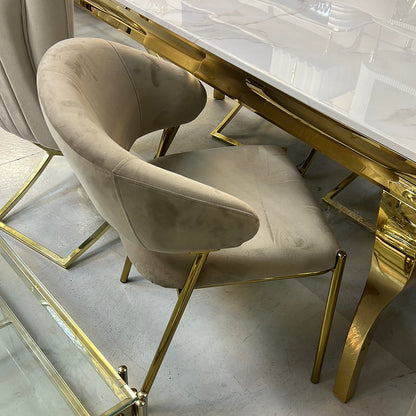 DR-1352C BEIGE CHAIR WITH GOLD LEGS UF910-01/GOLF