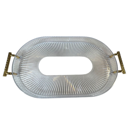 🟠 Bandeja oval grande com alças douradas – Funcionalidade e estilo em um só – Plástico DOURADO