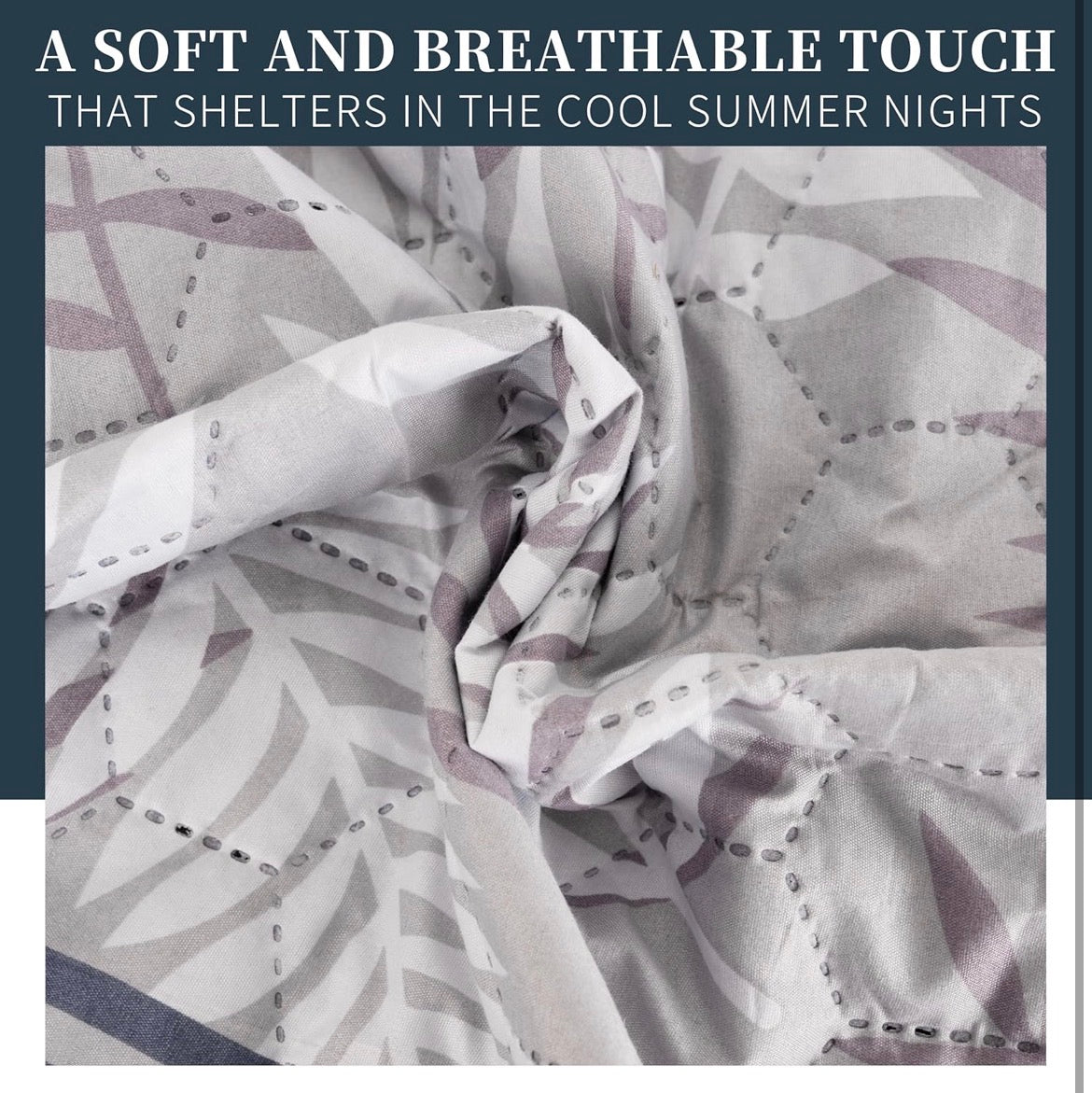 Colcha Boutis para Primavera y Verano Bicolor Reversible Liso - COLOR HOJAS GRIS