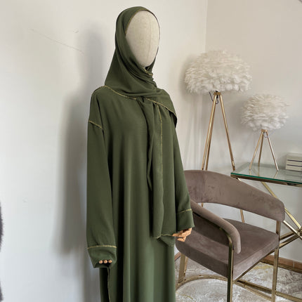 Abaya con Hijab Integrado de Tela Crepe – Elegante y Práctica