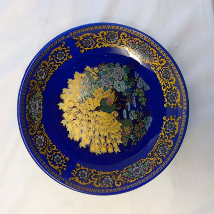 Royal Blue Soup Tureen Set with 6 Bowls and Spoons – Gold Peacock Details