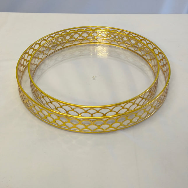 Set de 2 Charolas Decorativas Redondas en Dorado – Bandejas Elegantes para Mesa y Decoración
