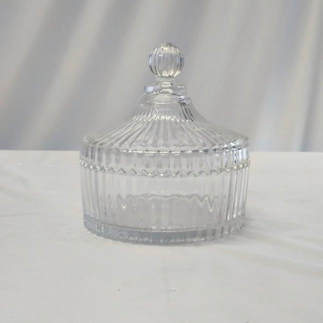 Decorative Glass Jar with Carved Lid – Elegance for Storage and Decoration