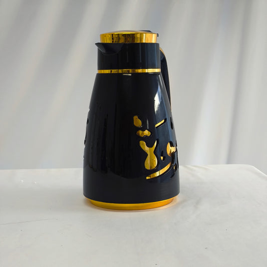 Termo Árabe Premium en Negro con Detalles Dorados – Conservación Térmica para Café y Té