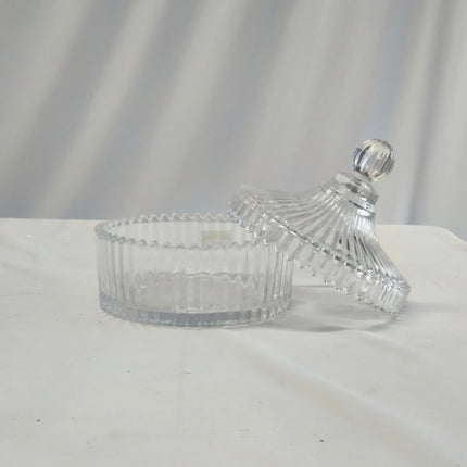 Frasco Decorativo de Cristal con Tapa Tallada – Elegancia para Almacenaje y Decoración