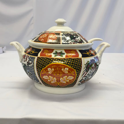 Juego de Sopa Oriental  – 3L-Tazón Grande con 6 Bowls, Platos y Cucharas (Diseño Tradicional Asiático)