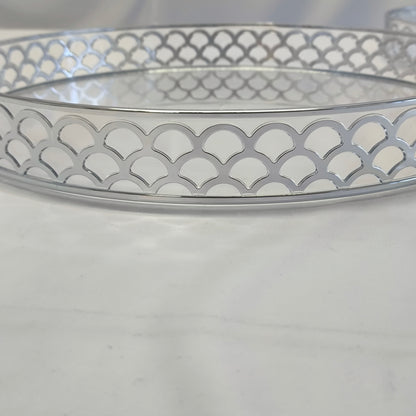 Set de 2 Charolas Decorativas Plateadas – Bandejas Redondas Elegantes para Mesa y Decoración