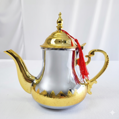 Tetera Árabe de Acero Inoxidable con Acabado Dorado – Elegancia y Estilo para tu Té
