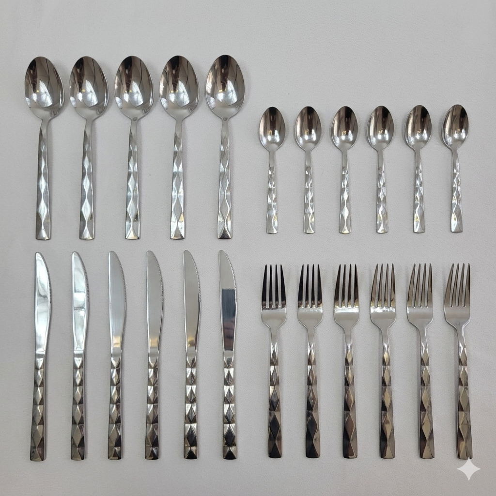 Set de Cubiertos Facet 24 Piezas Acero Inoxidable Plata