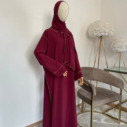 Abaya con Hijab Integrado de Tela Crepe – Elegante y Práctica