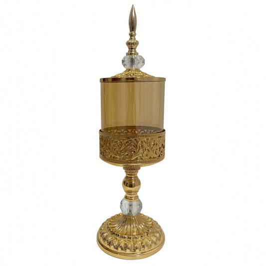 Cibório dourado decorativo com tampa