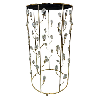✨ Set de 3 Mesas Decorativas de Lujo – Dorado con Cristales y Superficie de Espejo 🪞