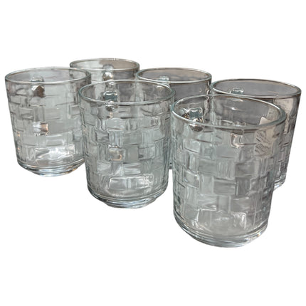 Pack of 6 Square Embossed Glass Cups – Elegance and Style for Your Table