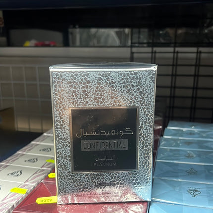 🌿 Confidential Platinum de Lattafa - Perfume Amaderado Aromático para Hombres con Notas Cítricas y Amaderadas