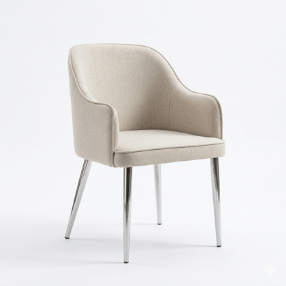 ✨ Cadeira MODELO NALA estofada bege com pés cromados – Design moderno, conforto e elegância ✨