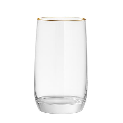 🥂 Conjunto de 6 Taças de Cristal – Aro Dourado ✨