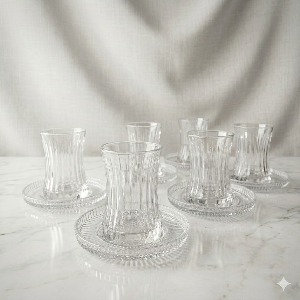 Juego de Vasos de Té Turco Transparente - 6 Unidades