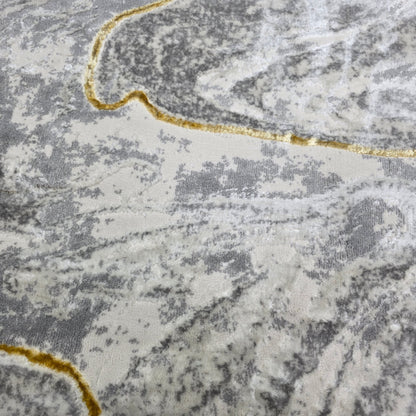 Alfombra Diseño Mármol Gris con Detalles Dorados – Estilo Moderno y Refinado