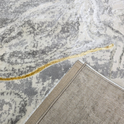Alfombra Diseño Mármol Gris con Detalles Dorados – Estilo Moderno y Refinado