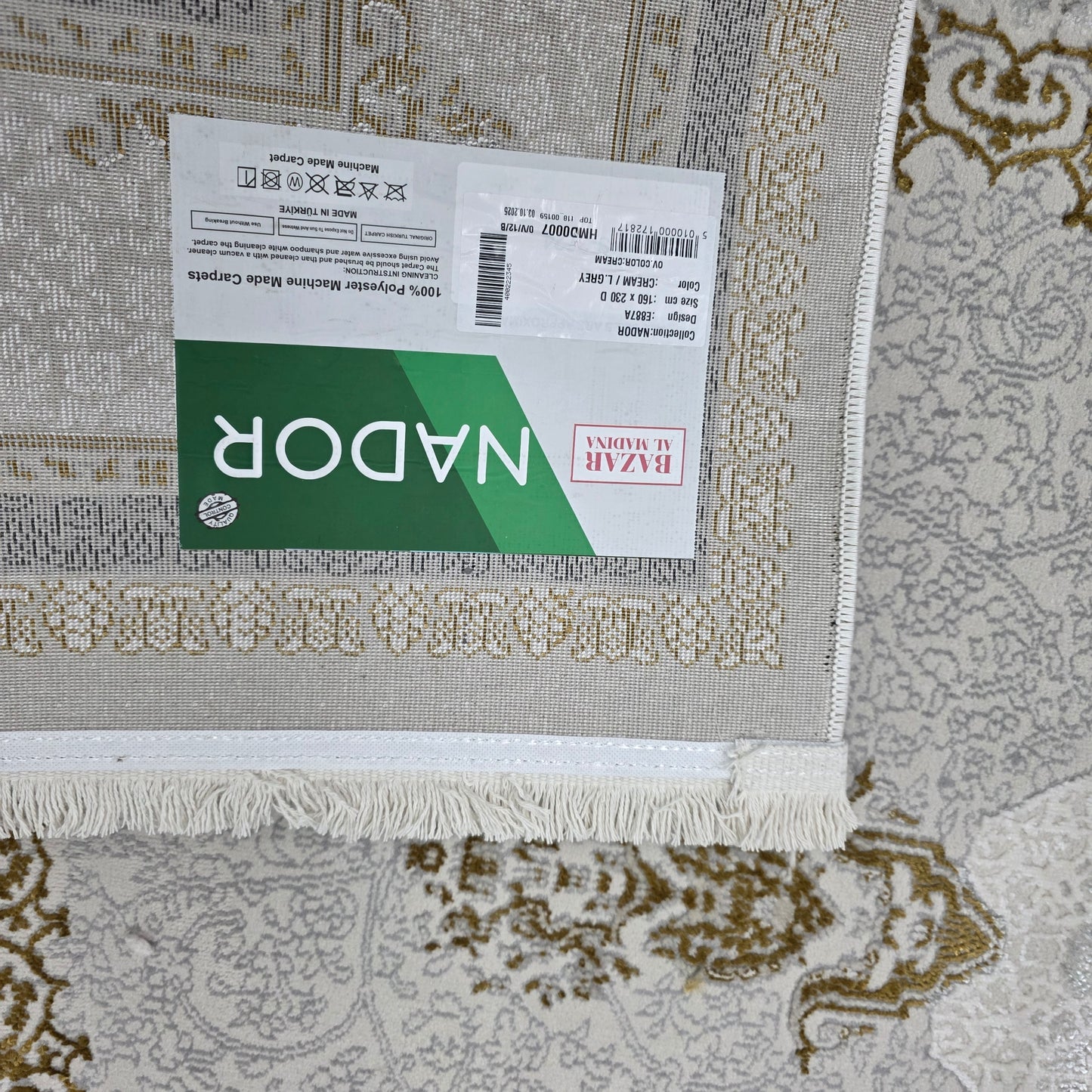 Alfombra NADOR Crema y Gris Claro con Medallón Clásico y Detalles Elegantes ✨🤍🩶 — Estilo Turco Sofisticado para Salón, Dormitorio y Pasillo