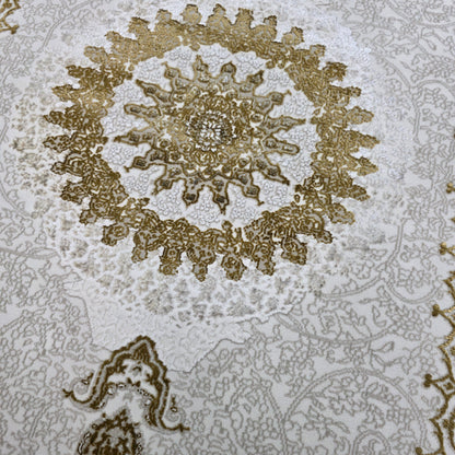 Alfombra NADOR con Marco Decorativo y Medallón Central ✨🤎🤍 — Estilo Tradicional Elegante con Profundidad y Contraste
