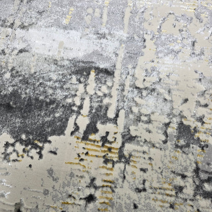 Alfombra Abstract Gris / Dorado – Diseño Contemporáneo con Contraste Elegante