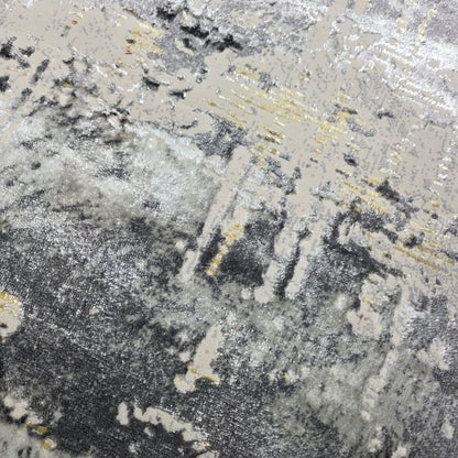 Alfombra Abstract Gris / Dorado – Diseño Contemporáneo con Contraste Elegante