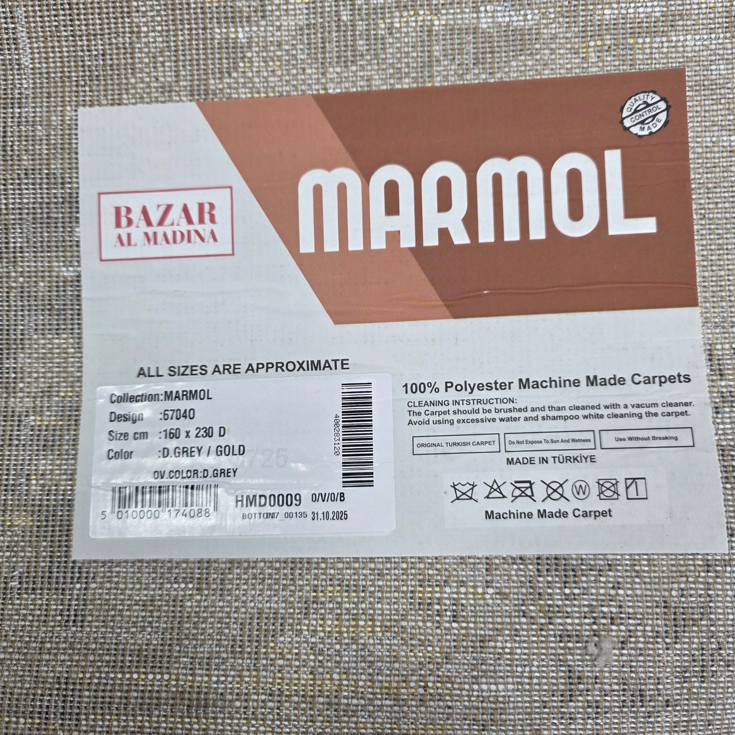 Alfombra Abstract Gris / Dorado – Diseño Contemporáneo con Contraste Elegante