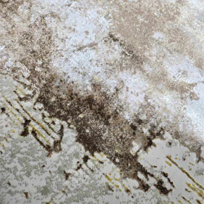 Alfombra Abstract Marrón / Dorado – Calidez Elegante con Toque Premium