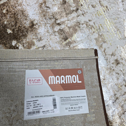 Alfombra Abstract Marrón / Dorado – Calidez Elegante con Toque Premium