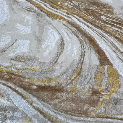 Alfombra Mármol Infinity Beige / Dorado – Estilo Luminoso y Elegante