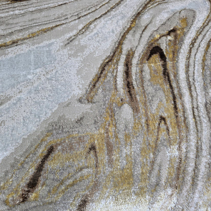 Alfombra Mármol Infinity Marrón / Dorado – Calidez Premium con Toque Sofisticado