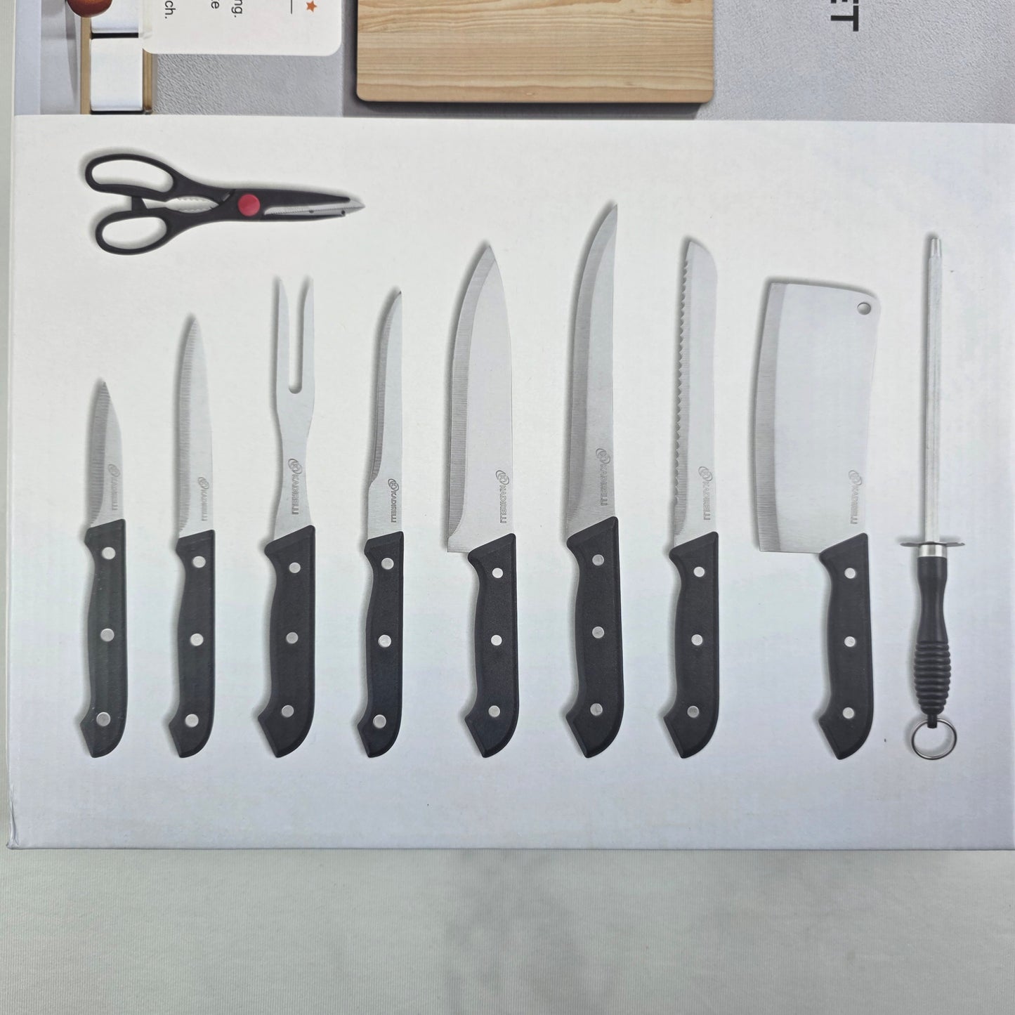 Set completo de cuchillos de cocina 11 piezas con tabla y accesorios 🔪🍽️