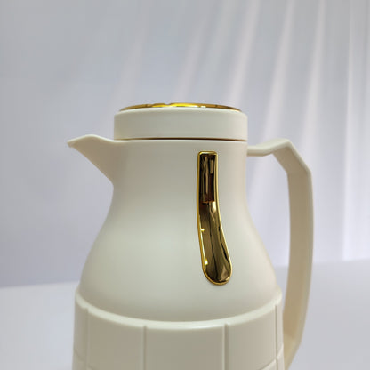Set de 2 Termos Nara 1L + 0,6L con Diseño Cuadrado y Detalles Dorados - COLOR CREMA