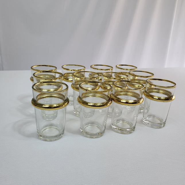Set de 12 Vasos de Té Verde Noor con Borde Dorado
