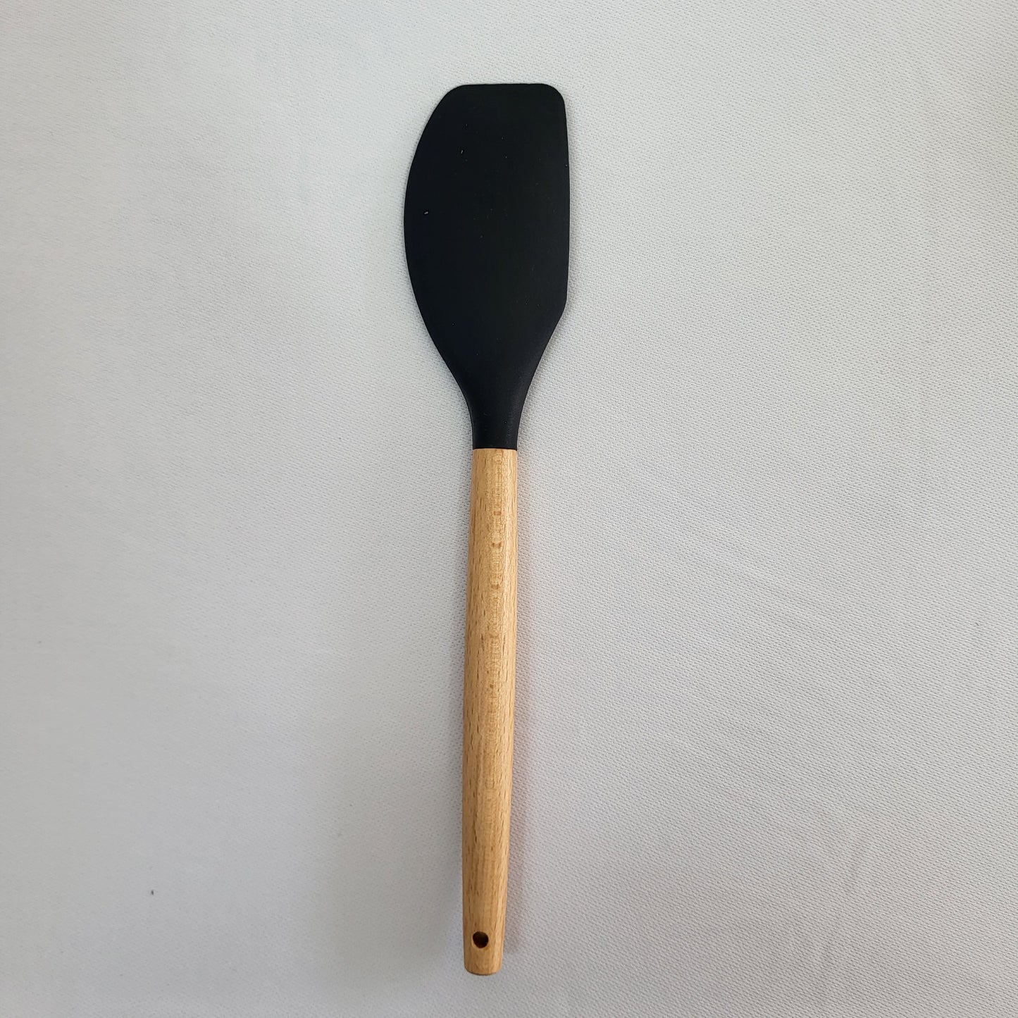 Set de 10 Utensilios de Cocina Lina con Soporte, Silicona Negra y Mango Madera