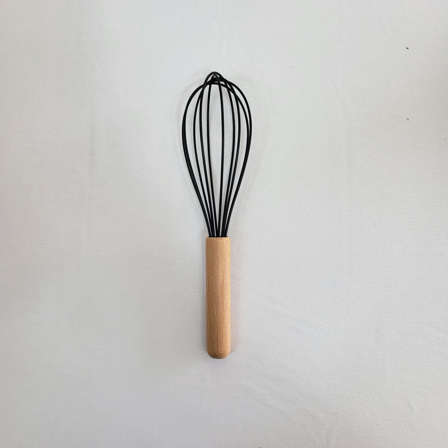Set de 10 Utensilios de Cocina Lina con Soporte, Silicona Negra y Mango Madera