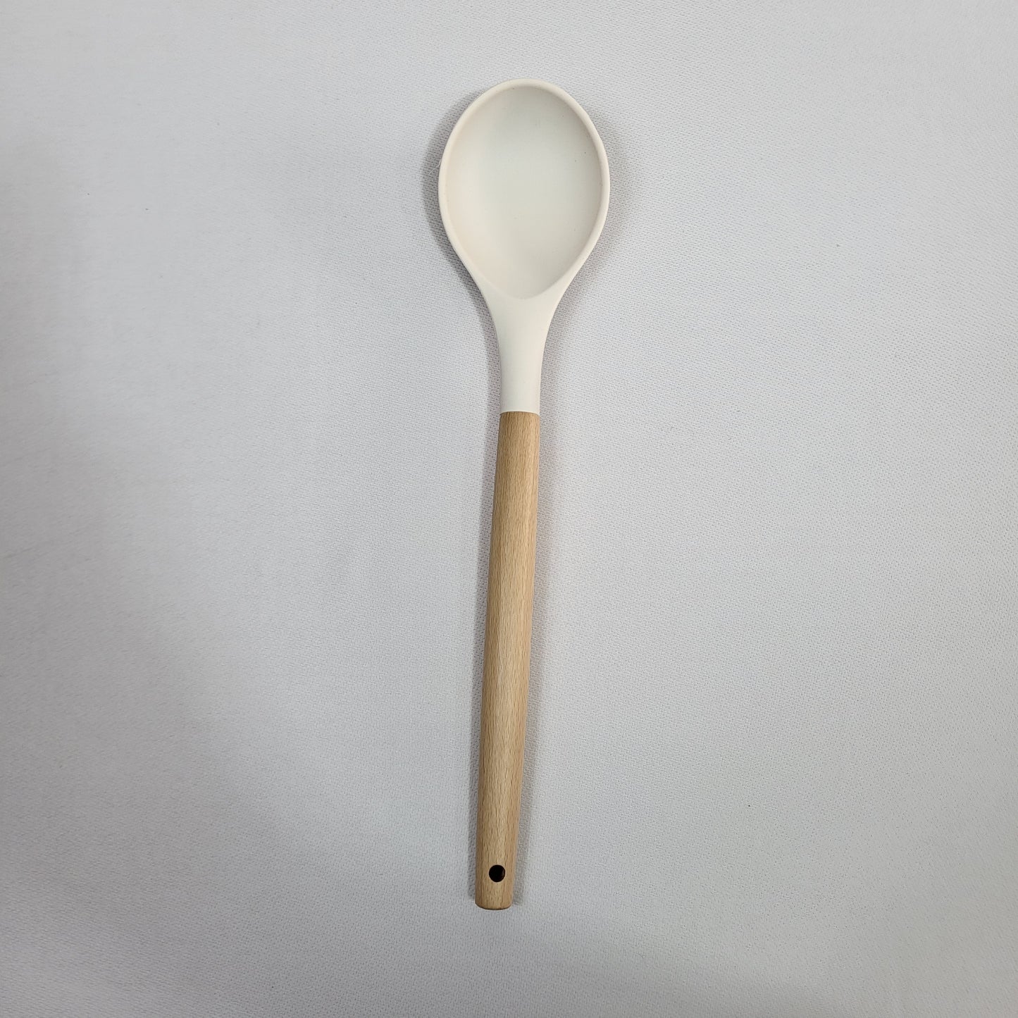 Set de 10 Utensilios de Cocina Lina con Soporte, Silicona Crema y Mango Madera