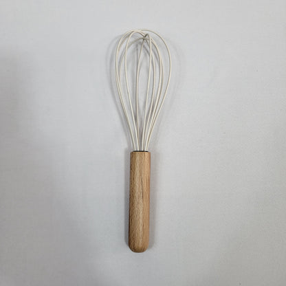 Set de 10 Utensilios de Cocina Lina con Soporte, Silicona Crema y Mango Madera