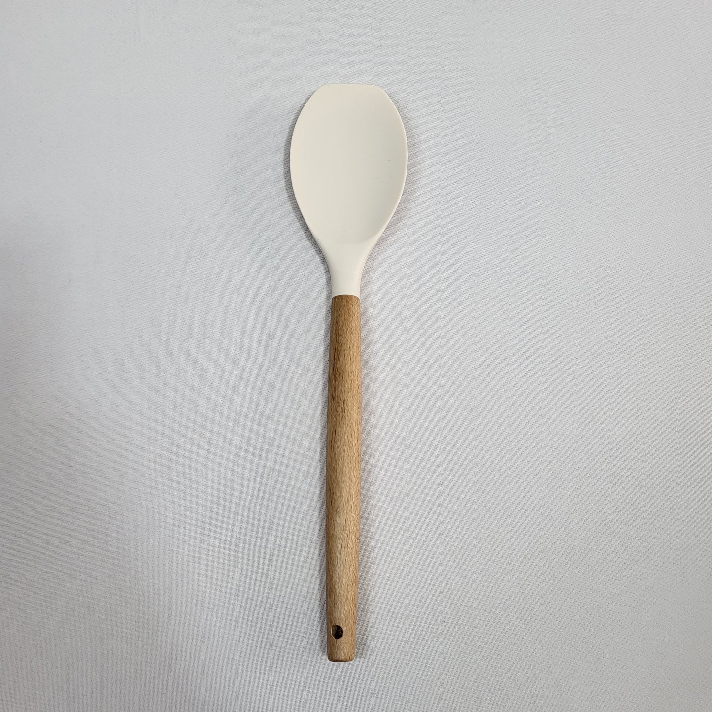 Set de 10 Utensilios de Cocina Lina con Soporte, Silicona Crema y Mango Madera