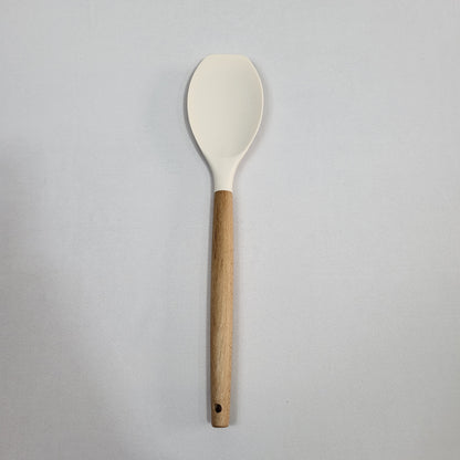 Set de 10 Utensilios de Cocina Lina con Soporte, Silicona Crema y Mango Madera