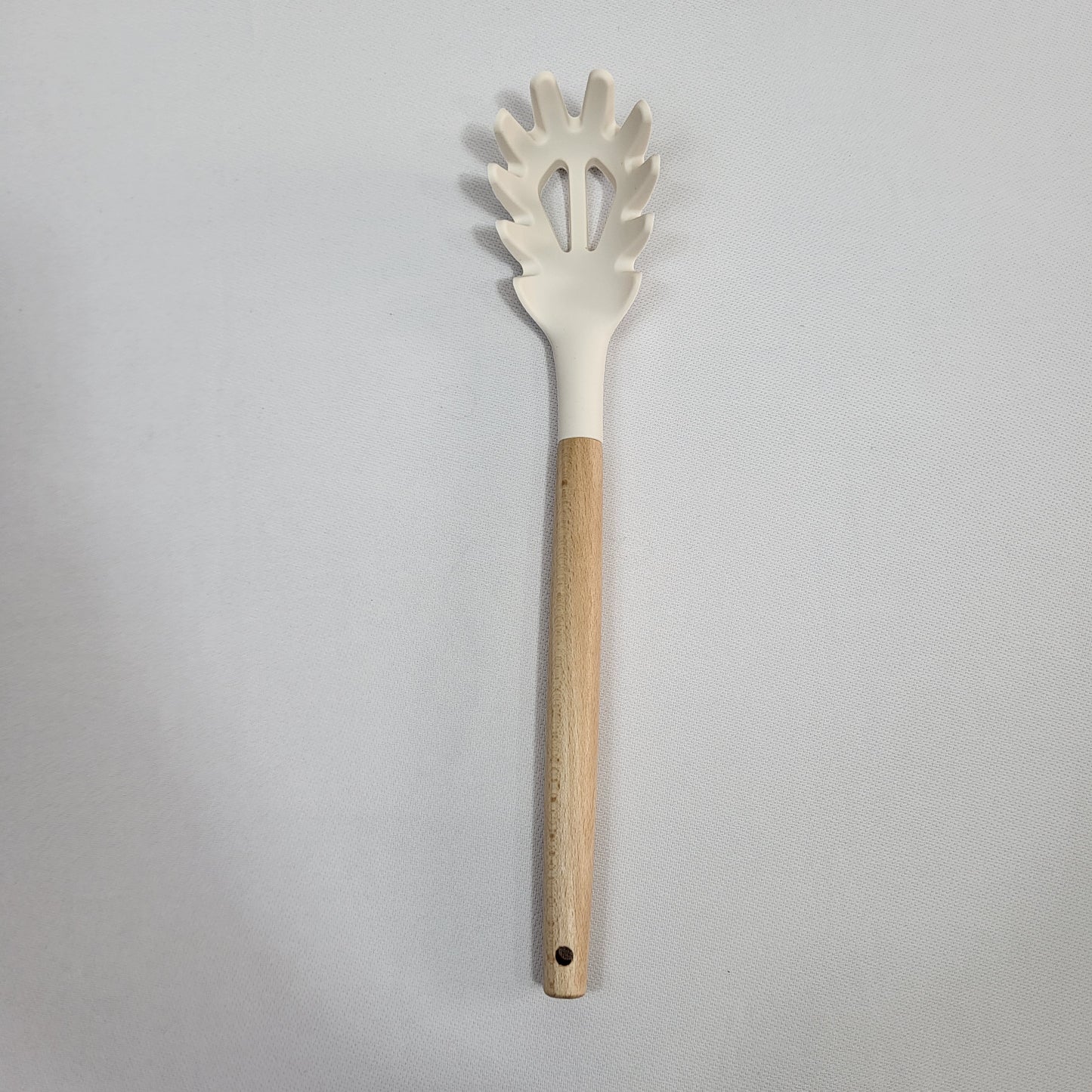 Set de 10 Utensilios de Cocina Lina con Soporte, Silicona Crema y Mango Madera